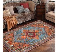 Area Rugs,Blue Green Cyan Red Orange Floral Vintage Traditional, Area Rugs Living Room Bedroom Carpets Floor Mat Hall Dining Room,Orange,160 x 200 cm