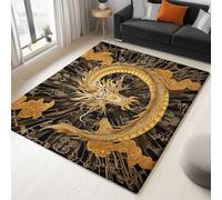 Area Rugs Brown Flying Dragon 140x200cm Modern Washable Non-Slip Carpet, Soft Short Pile Floor Mat, Area Rug for Living Room Bedroom Office Decor