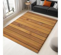 Area Rugs Brown Wooden Planks 80x150cm Modern Washable Non-Slip Carpet, Soft Short Pile Floor Mat, Area Rug for Living Room Bedroom Office Decor