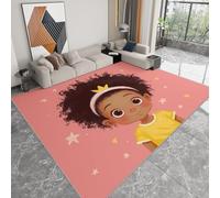 Area Rugs Cartoon Crown Headband Girl Star Soft Short Pile 2.6 x 5 ft, Machine Washable Carpets with TPR Non Slip Backing Foldable Floor Mat, Rug for Girls Bedroom Kitchen Kids Playroom Decor