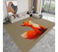 Area Rugs Cartoon Fox Butterfly Cute Soft Short Pile 60 x 110 cm, Machine Washable Carpets with TPR Non Slip Backing Foldable Floor Mat, Rug for Girls Bedroom Kitchen Playroom Khaki