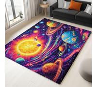 Area Rugs Cartoon Solar System Planets 180x240cm Modern Washable Non-Slip Carpet, Soft Short Pile Floor Mat, Area Rug for Living Room Bedroom Office Decor