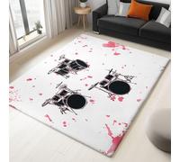 Area Rugs Cartoon Style Drum Set, Fluffy Rugs Living Room - Soft Modern Carpet, 120 x 170 cm Suitable for Indoor/Outdoor Front Door Entryway Office Dorm Use Non-Slip Carpet White