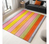 Area Rugs Colored Wood Stripes 140x200cm Soft Fluffy Washable Area Rug, Modern Non-Slip Design Carpet Floor Mat, for Living Room Bedroom Kitchen Office
