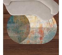 Area Rugs,Colourful, Oval 90 x 150 cm, Dark Blue, Bay Blue-Green, Cyan, Red, Orange, Yellow, Pink, Brown, White Geometric Lines, Multicoloured Abstract,Living Room Bedroom Decor