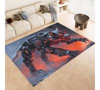 Area Rugs Faux Cashmere 140x200 cm 3D Wolf Mechanical Creative Print Carpet With Non-Slip Backing Machine Washable Vacuum-Friendly Living Room Floor Mat Collapsible for Home Bedroom Nursery Dorm