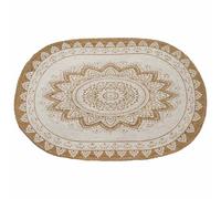 Area Rugs Floral Natural with White Print 100 x 152 cm Jute