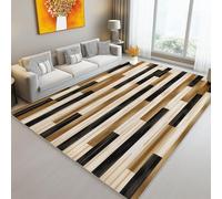 Area Rugs for Bedroom 140 x 200 cm, Soft Flannel Low Pile Washable Indoor Non Slip Abstract Wood Grain Geometric Print Area Rugs - Brown Black Carpet for Living Room Dining Room
