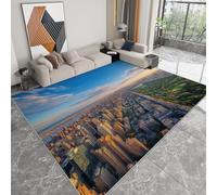 Area Rugs for Bedroom 160x230 cm Non-Slip Rugs Living Room Multicolor Carpet, City Architecture Central Park Landscape Non Shedding Super Soft Washable Shot Pile Rug Easy to Clean - Pet-Friendly Mat