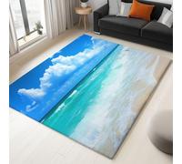Area Rugs for Bedroom 180 x 240 cm - Large Short Pile Washable Rugs Living Room Multicolour Non-Slip Carpet - Coastal Beach Nature Scenery Non Shedding Durable Super Soft Rug Easy to Clean