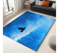 Area Rugs for Bedroom 80 x 150 cm - Large Short Pile Washable Rugs Living Room Blue Non-Slip Carpet - Fantasy Animal Crow Iceberg Non Shedding Durable Super Soft Rug Easy to Clean