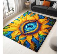 Area Rugs for Bedroom 80 x 150 cm - Large Short Pile Washable Rugs Living Room Multicolor Non-Slip Carpet - Fantasy Sunflower Abstract Eye Non Shedding Durable Super Soft Rug Easy to Clean