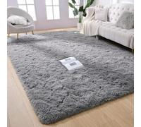 Area Rugs for Bedroom 95 x 110 cm Anti Slip Soft Fluffy Shaggy Easy to Clean, Many Different Sizes Super Soft Shaggy Rugs for The Bedrooms and Kitchen, Grey