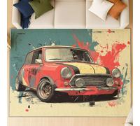 Area Rugs for Bedroom - Large Living Room rug 140 X 200 cm Grey Fluffy Carpet Non-Shedding Super Soft Non-Slip Easy to Clean Paint splatter poster car, Red