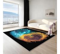 Area Rugs for Bedroom - Large Living Room rug 140 X 200 cm Grey Fluffy Carpet Non-Shedding Super Soft Non-Slip Easy to Clean cool fighting anime, blue gold