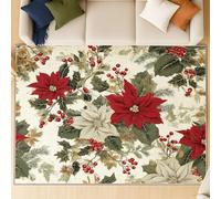 Area Rugs for Bedroom - Large Living Room rug 60 X 120 cm Grey Fluffy Carpet Non-Shedding Super Soft Non-Slip Easy to Clean Vintage festival berries, Red