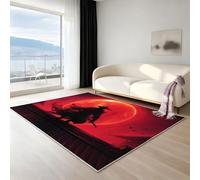 Area Rugs for Bedroom - Large Living Room Rug 60 X 120 cm Grey Fluffy Carpet Non-Shedding Super Soft Non-Slip Easy to Clean Painting digital art moon knight, Fiery Red