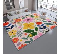 Area Rugs for Bedroom Living Room 160 x 230 cm - Cute Delicate Floral Watercolor Printed Rugs, Pink Soft Short Pile Non-slip Fluffy Floor Carpet, Non Shedding Rug, Interior decor rug