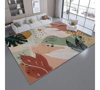 Area Rugs for Bedroom Living Room 80 x 150 cm - Abstract Tropical Elements Leaves Lines Printed Rugs, Colorful Soft Short Pile Non-slip Fluffy Floor Carpet, Non Shedding Rug, Interior decor rug