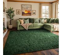 Area Rugs for Bedroom Living Room, Dark Green 4x6 Fluffy Shaggy Rug for Kids Girls Boys Bedroom, Non-Slip Soft Plush Indoor Floor Carpet for Dorm Home Decor