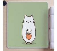 Area Rugs for Bedroom, Modern Super SofFluffy Shaggy RugEasy Carefor Bedroom Dorm Nursery Kids Room Office Lounge Home DecorGreenCartoon Illustration White Cat60 cm x 110 cm.