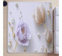 Area Rugs for Bedroom, Modern Super SofFluffy Shaggy RugEasy Carefor Bedroom Dorm Nursery Kids Room Office Lounge Home DecorBeigeIllustration Minimalist White Flower160 cm x 230 cm.