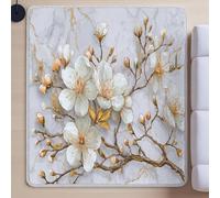 Area Rugs for Bedroom, Modern Super SofWashable RugsEasy Carefor Bedroom Dorm Nursery Kids Room Office Lounge Home DecorWhiteFantasy Romantic White Flower60 cm x 110 cm.