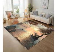 Area Rugs for Indoor - Soft Pile Washable Autumn Lakeside Sunset Scenery Runners for Living Room Bedroom Dining Room TV Lounge Floor Carpet Mat(160x230cm Nature Lake Scenery)
