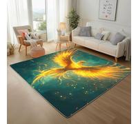 Area Rugs for Indoor - Soft Pile Washable Golden Flame Phoenix Runners for Living Room Bedroom Dining Room TV Lounge Floor Carpet Mat(160x230cm Painted Animal Phoenix)