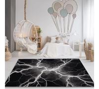 Area Rugs for Living Room 120 x 170 cm, Soft Modern Fantasy Marble White Lines Print Rugs, Washable Non-Slip Short Pile Black White Carpet, for Living Room Bedroom Dining Room Office