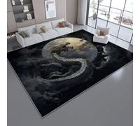 Area Rugs for Living Room 120 x 180 cm/47.2 x 70.8 Inch, Ink Painting Stars Fantasy Dragon Theme, Dark Gray Non-slip Washable Carpet, Super Soft and Thin Pile Floor Mat Rug for Bedroom Dining