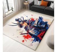 Area Rugs for Living Room 120x170cm, Multicolour Bedroom Short Pile Rugs, Large Washable Soft Anime Watercolour Samurai Floor Carpet Non Slip for Dining Room Office Kitchen Nursery