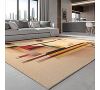 Area Rugs For Living Room 140 x 200 cm, Art Abstraction Staircase Lines Carpet Non Shedding Anti Slip Super Soft - Brown Rug Lightweight Low Pile Easy-Washing for Bedroom