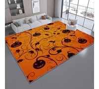 Area Rugs for Living Room 160 x 230 cm/63 x 90.5 Inch, Minimalist Pumpkin Line Art Halloween Theme, Orange Non-slip Washable Carpet, Super Soft and Thin Pile Floor Mat Rug for Bedroom Dining