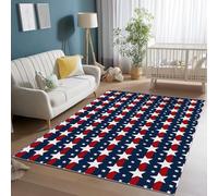Area Rugs for Living Room 160 x 230 cm, Soft Modern American Flag With Stars Print Rugs, Washable Non-Slip Short Pile Red Blue Carpet, for Living Room Bedroom Dining Room Office