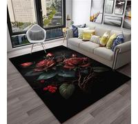 Area Rugs For Living Room 3D Plant Rose Flower Printed Flannel Carpets, Extra Large Size Soft Rugs Anti Slip Washable Floor Mats For Bedroom Kids Room Decor Easy Clean 40 X 60 Cm -93833914505
