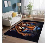 Area Rugs for Living Room 50 x 80 cm, Machine Washable Animals Tiger Close-Up Print Rugs with Non-Slip Backing, Soft Short Pile Carpet for Bedroom Dining Room Entrance Home Office, Orange Black