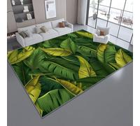 Area Rugs for Living Room 60 x 90 cm/24 x 35.4 Inch, Botanical Elements Banana Leaf Illustration Theme, Dark Green Non-slip Washable Carpet, Super Soft and Thin Pile Floor Mat Rug for Bedroom Dining