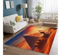 Area Rugs for Living Room 60 x 90 cm, Soft Modern Surreal Desert Pyramids Print Rugs, Washable Non-Slip Short Pile Orange Yellow Carpet, for Living Room Bedroom Dining Room Office