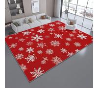 Area Rugs for Living Room 80 x 150 cm/31.4 x 59 Inch, Minimalist Animation Snowflakes Lines Theme, Red Non-slip Washable Carpet, Super Soft and Thin Pile Floor Mat Rug for Bedroom Dining