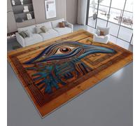 Area Rugs for Living Room 80 x 150 cm/31.4 x 59 Inch, Mystical Ancient Egyptian Style Eye Of Horus Theme, Beige Brown Non-slip Washable Carpet, Super Soft Floor Mat Rug for Bedroom Dining