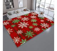 Area Rugs for Living Room 80 x 150 cm/31.4 x 59 Inch, Simple Snowflake Lines Romance Theme, Red Non-slip Washable Carpet, Super Soft and Thin Pile Floor Mat Rug for Bedroom Dining