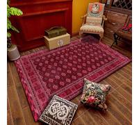 Area Rugs for Living Room 90 x 150 cm Non Skid Indoor Carpet Washable Bedroom Rugs Modern Soft Rug, Home Essentials Retro geometric red