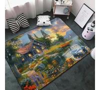 Area Rugs for Living Room Bedroom, Cozy Cottage Lakeside Sunset Soft Throw Washable 3x5 Rug Non-Slip Carpet, Indoor Floor Rug Bedroom Decor Aesthetic