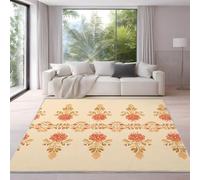 Area Rugs for Living Room, Bedroom, Hallway - 140 x 200 cm, Soft Microfiber Rug, Short Pile Carpet, Cozy, Non-Slip, Machine Washable Floor Mat, Peach, Simple Symmetry Flowers