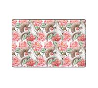 Area Rugs for Living Room Bedroom, Indoor Floor Rug Bedroom Decor Aesthetic, Aesthetic Roses Goat Skull 3x5 Anti Slip Throw Washable Rugs Non-Slip Carpet 60x39in