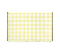 Area Rugs for Living Room Bedroom, Indoor Floor Rug Bedroom Decor Aesthetic, Lemon Yellow Checkboard A 3x5 Anti Slip Throw Washable Rugs Non-Slip Carpet 60x39in