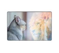 Area Rugs for Living Room Bedroom, Indoor Floor Rug Bedroom Decor Aesthetic, The Cat Looks in The Mirror 3x5 Anti Slip Throw Washable Rugs Non-Slip Carpet 60x39in
