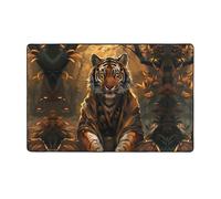 Area Rugs for Living Room Bedroom, Indoor Floor Rug Bedroom Decor Aesthetic, Tiger in The Fallen Leaf Forest 3x5 Anti Slip Throw Washable Rugs Non-Slip Carpet 60x39in