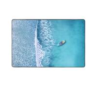 Area Rugs for Living Room Bedroom, Indoor Floor Rug Bedroom Decor Aesthetic, Waves and Boats on The Beach 3x5 Anti Slip Throw Washable Rugs Non-Slip Carpet 60x39in
